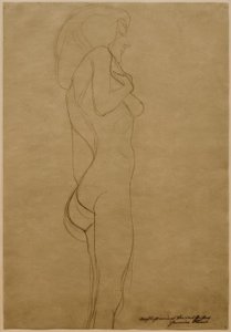 Nu féminin debout vers la droite (Étude) - Gustav Klimt